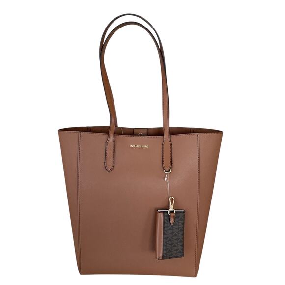 Michael Kors Vincent Large Saffiano Leather Brown Tote Bag With Card Case NWT - Picture 1 of 15